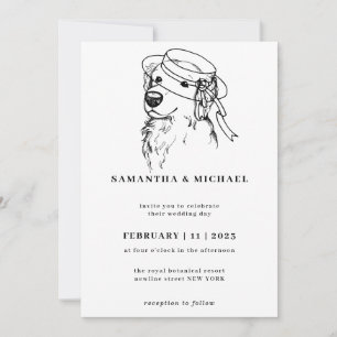 Golden Retriever White Clear bride hat Invitation