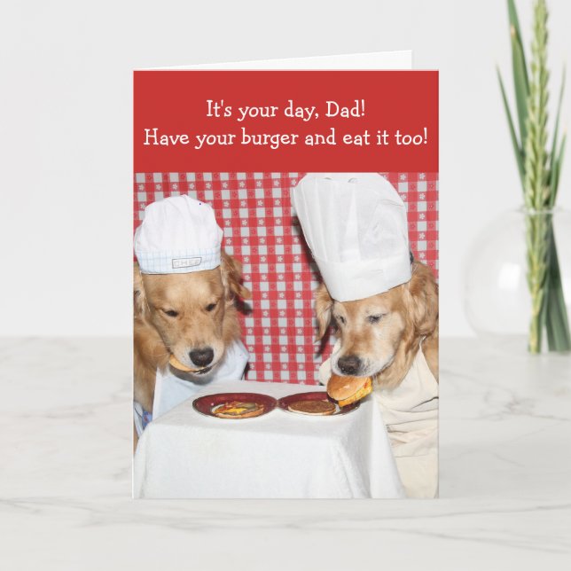 Golden Retriever Whopping Burger Father's Day Card (Front)