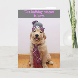 Golden Retriever Winter Greetings  Holiday Card