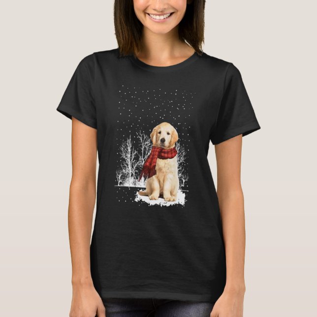 Golden Retriever Winter Scarf  Dogs Tree Forest Sn T-Shirt (Front)