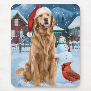 Golden Retriever Winter Wonderland Christmas Joy Mouse Pad