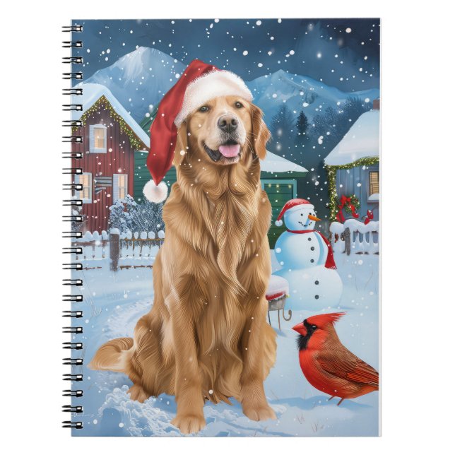 Golden Retriever Winter Wonderland Christmas Joy Notebook (Front)