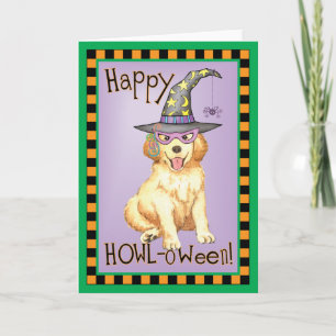 Golden Retriever Witch Card