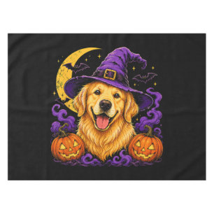 Golden Retriever Witch Halloween Dog Lover Tablecloth