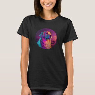 Golden Retriever with a Vintage 80s Aesthetic T-Shirt