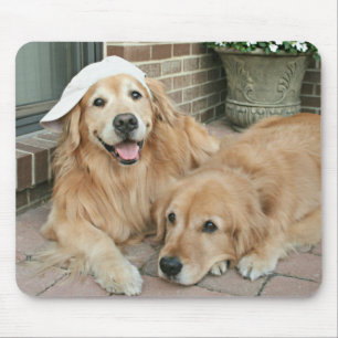 Golden Retriever With Baseball Cap Mouse Pad