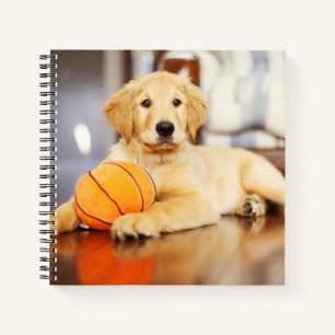 Golden Retriever With Basketball Toy Notebook