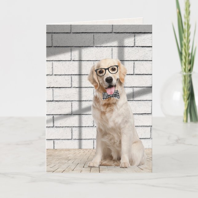 Golden Retriever with Bowtie Father's Day Card (Front)