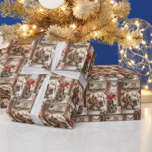 Golden Retriever With Christmas Bones in Jar Wrapping Paper