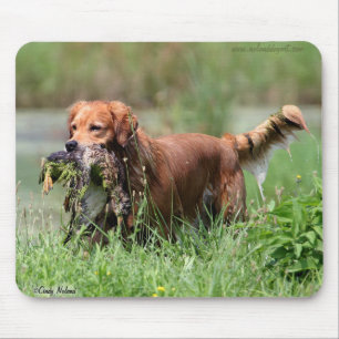 Golden Retriever with duck Mousepad