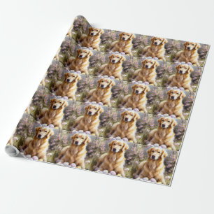 Golden Retriever with Easter Eggs Wrapping Paper
