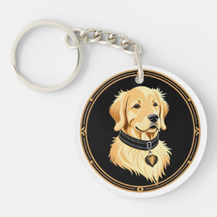 Golden Retriever with Elegant Collar Key Ring