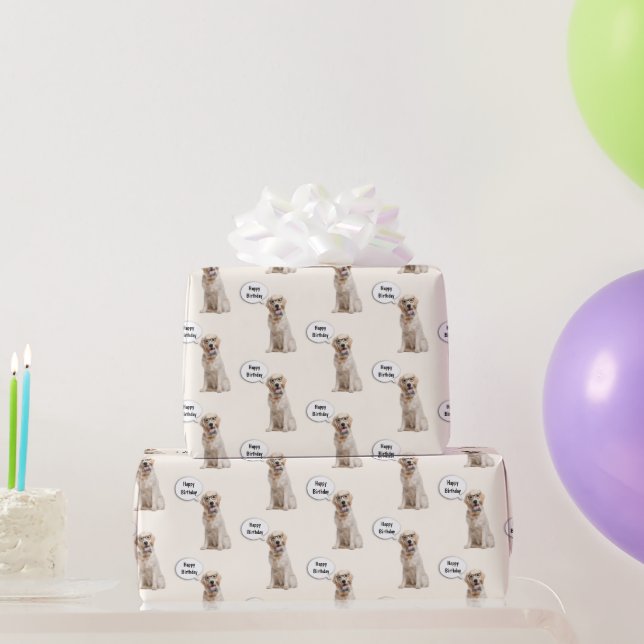 Golden Retriever with Eyeglasses  Wrapping Paper (Party Gifts)