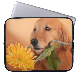 Golden Retriever With Flower Laptop Sleeve