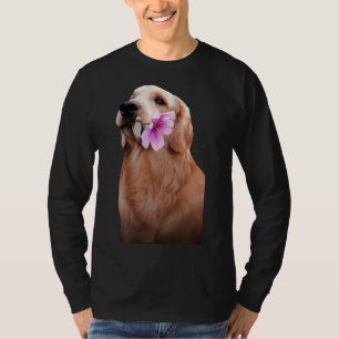 Golden Retriever With Flower T-Shirt