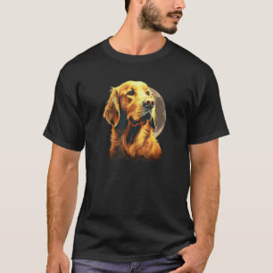 Golden Retriever With Full Moon - Dog Lovers T-Shirt