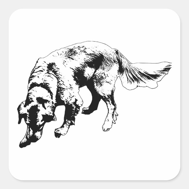 Golden Retriever with Fun Expression Square Sticker (Front)