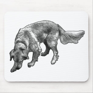 Golden Retriever with Fun Manga Dot Art Mouse Pad