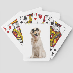 Golden Retriever with Funny Mask Playing Cards