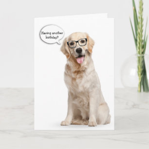 Golden Retriever with glasses birthday Card