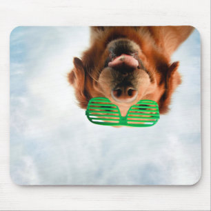 Golden Retriever With Green Sunglasses Mouse Pad