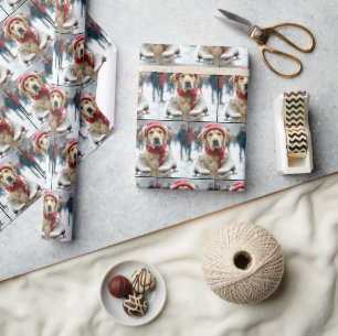 Golden Retriever With Ice Skates Wrapping Paper