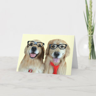 Golden Retriever With Nerd Glasses Greeting Card