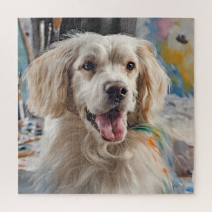 Golden Retriever With Paint Stains Jigsaw Puzzle