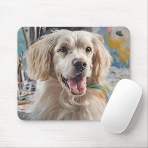 Golden Retriever With Paint Stains Mouse Pad