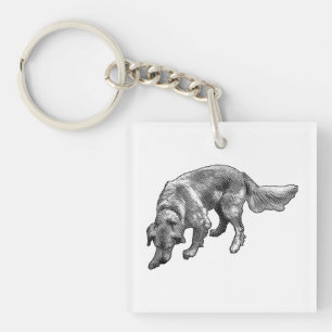 Golden Retriever with Playful Manga Dot Key Ring