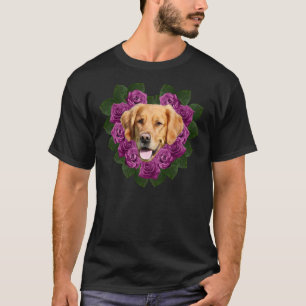 Golden Retriever With Purple Roses 2 T-Shirt
