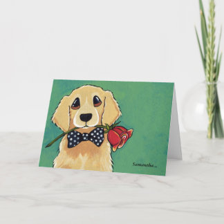 Golden Retriever with Rose | Thank You Card