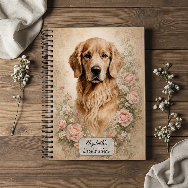 Golden Retriever with Roses Notebook (Creator Uploaded)