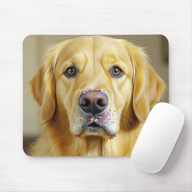 Golden Retriever With Sprinkles On Its Nose Mouse Pad (With Mouse)