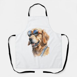 Golden Retriever with Sunglasses 2 Apron