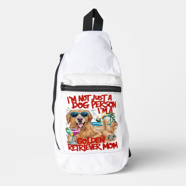Golden Retriever With Sunglasses and Drink Sling Bag (Front)