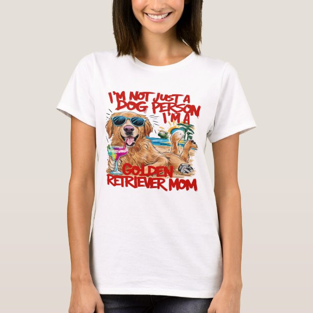 Golden Retriever With Sunglasses and Drink T-Shirt (Front)