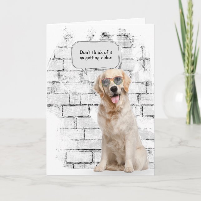 Golden Retriever with sunglasses birthday Card (Front)