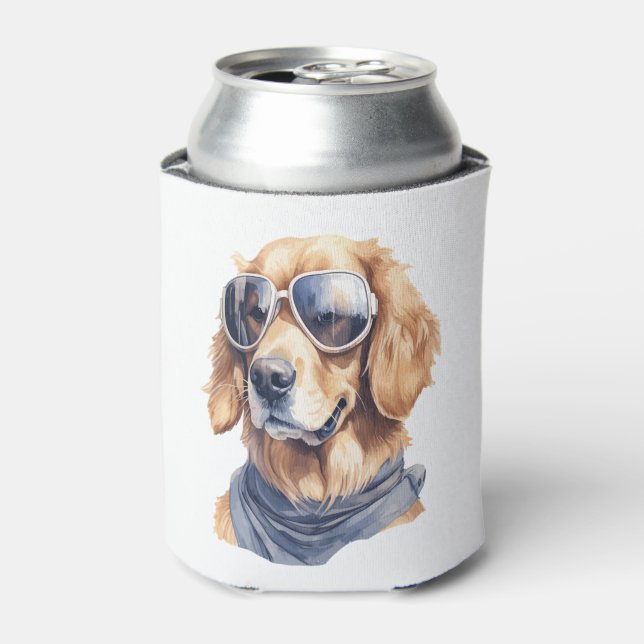 Golden Retriever with Sunglasses  Can Cooler (Can Front)