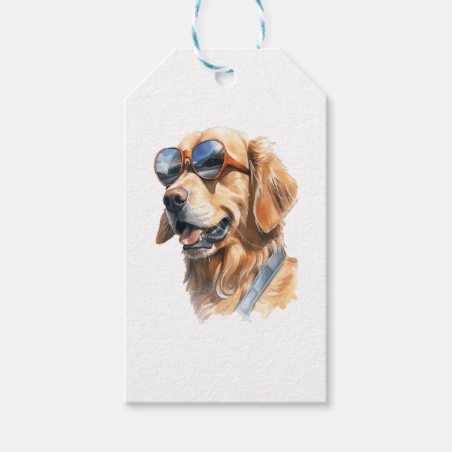 Golden Retriever with Sunglasses  Gift Tags (Front)