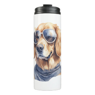 Golden Retriever with Sunglasses Thermal Tumbler
