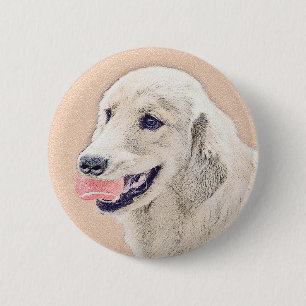 Golden Retriever with Tennis Ball Painting Dog Art 6 Cm Round Badge