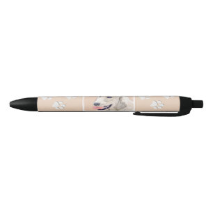 Golden Retriever with Tennis Ball Painting Dog Art Black Ink Pen