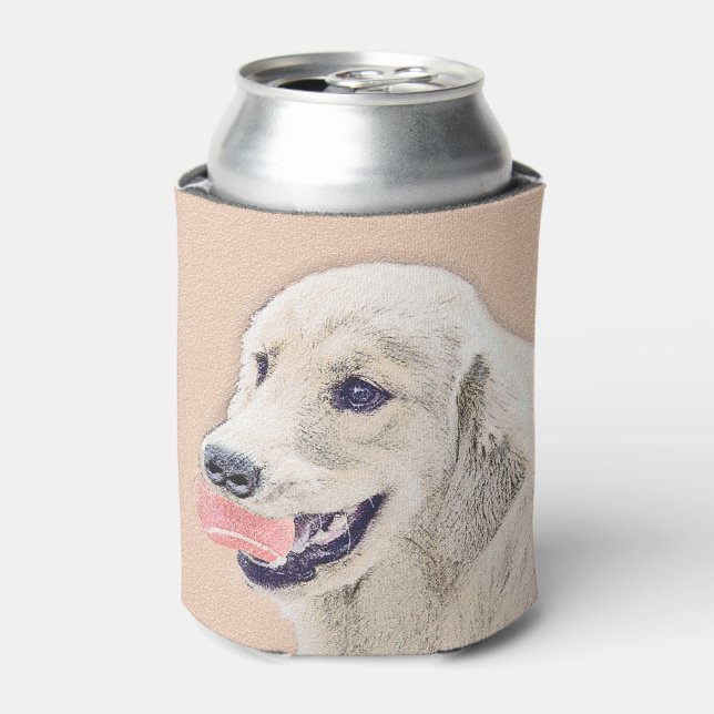 Golden Retriever with Tennis Ball Painting Dog Art Can Cooler (Can Front)