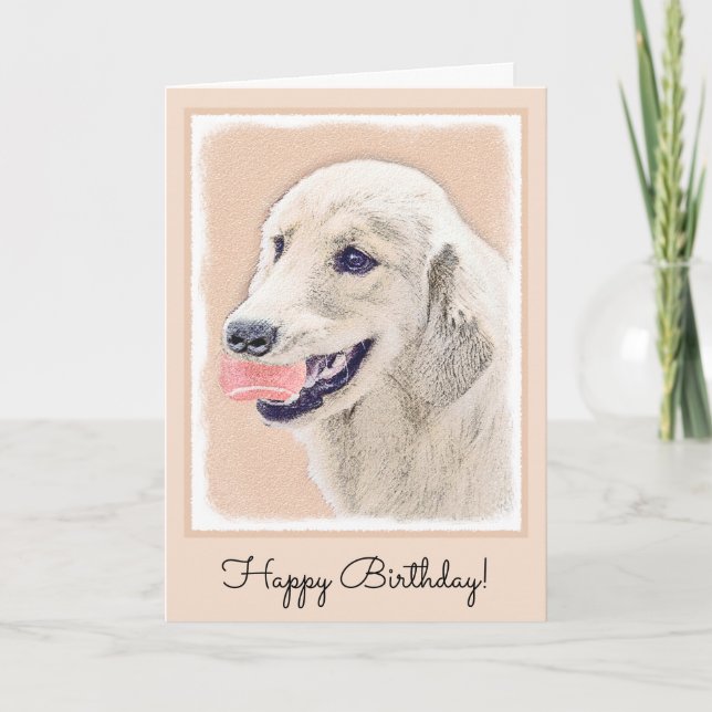 Golden Retriever with Tennis Ball Painting Dog Art Card (Front)