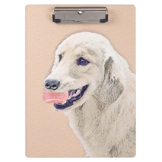 Golden Retriever with Tennis Ball Painting Dog Art Clipboard (Front)