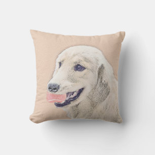 Golden Retriever with Tennis Ball Painting Dog Art Cushion
