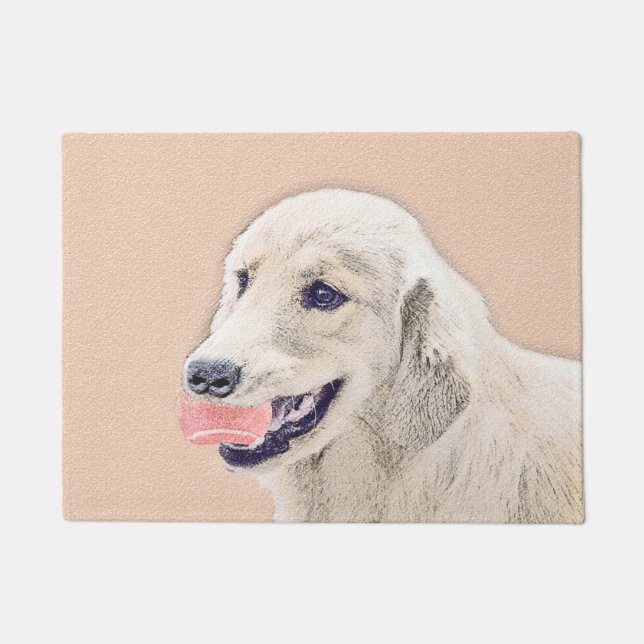 Golden Retriever with Tennis Ball Painting Dog Art Doormat (Front)