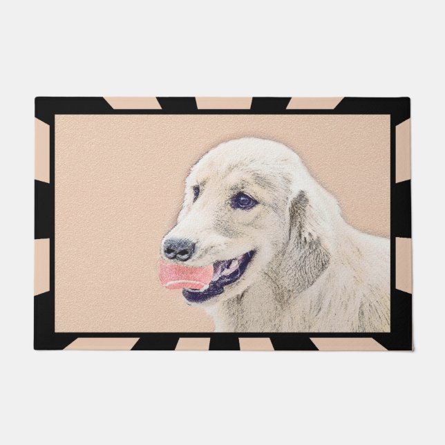 Golden Retriever with Tennis Ball Painting Dog Art Doormat (Front)