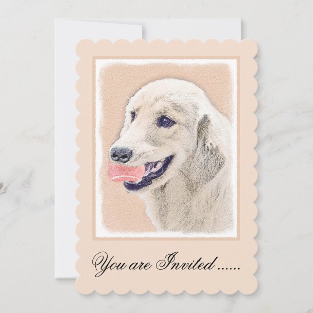 Golden Retriever with Tennis Ball Painting Dog Art Invitation (Front)